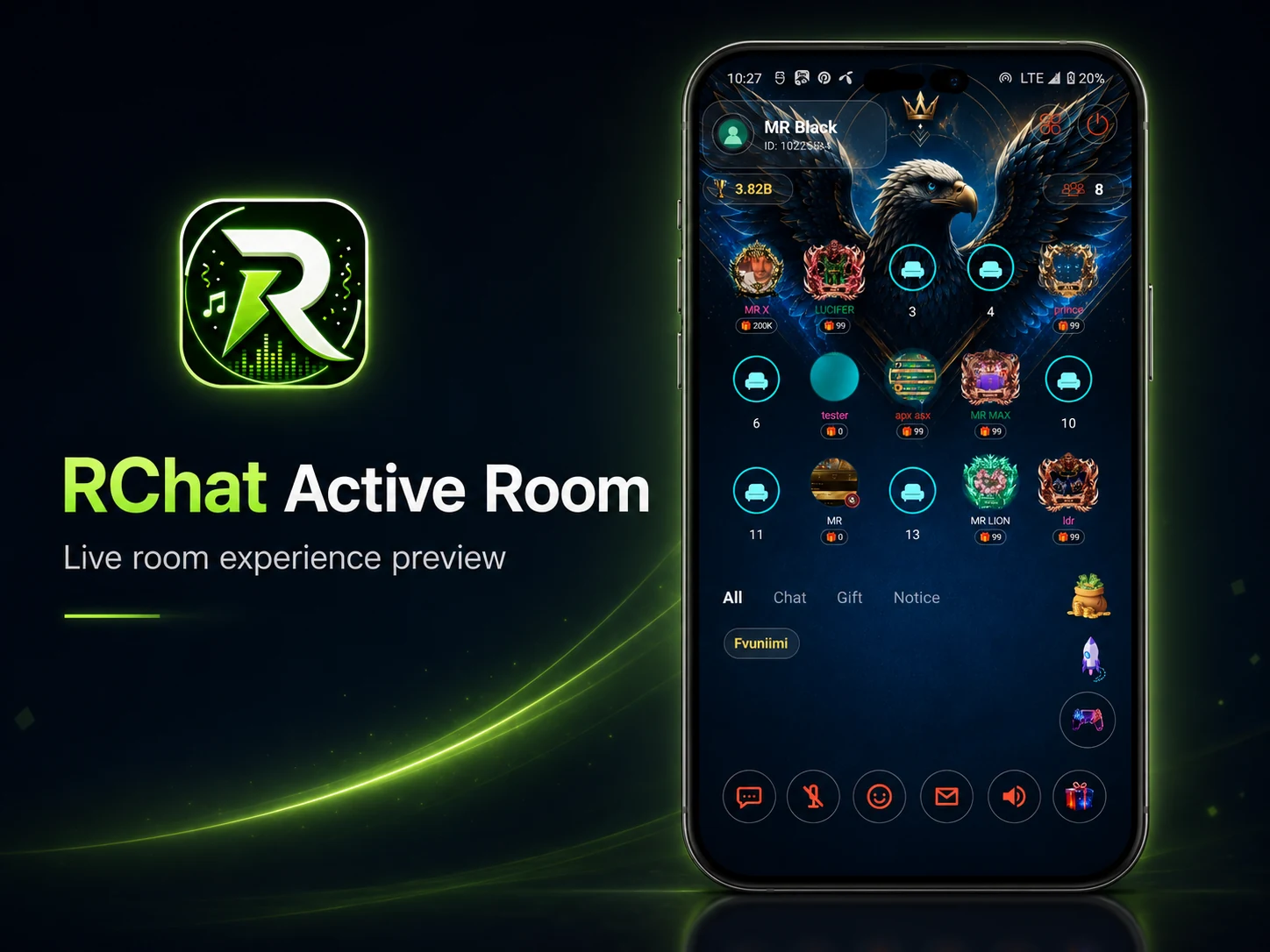 RChat active voice room screen
